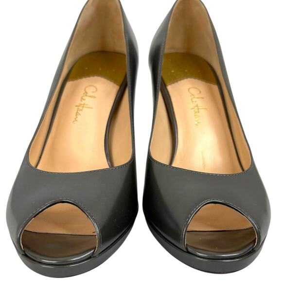 COLE HAAN x Nike Air Peep Toe Leather Pumps 3.5 inch heel in Metallic Gray Sz 8B - Picture 6 of 8